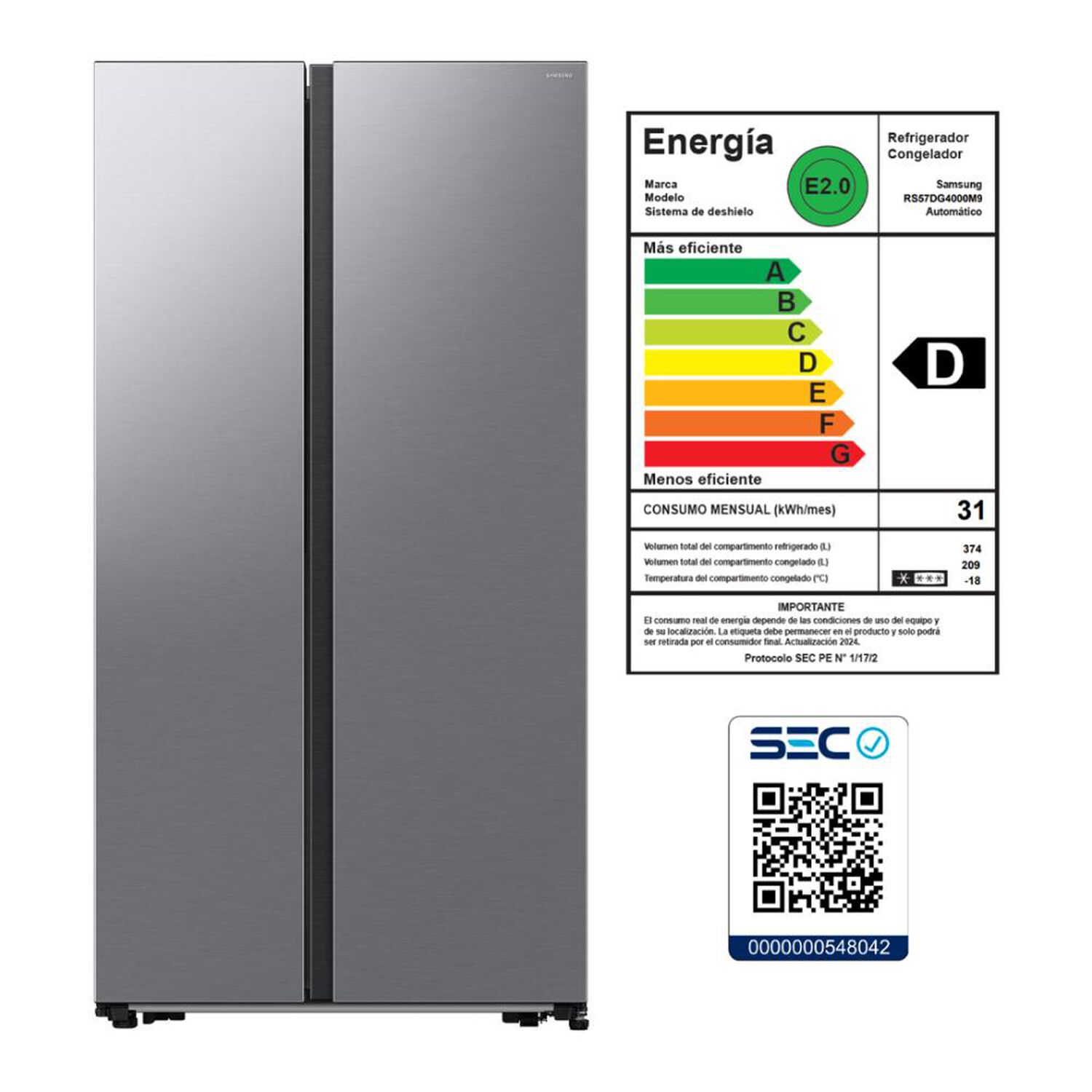 Refrigerador Side By Side Samsung RS57DG4000M9ZS / No Frost / 583 Litros / D image number 7.0